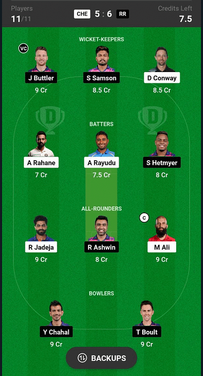 CSK vs RR Small League Dream11 Prediction