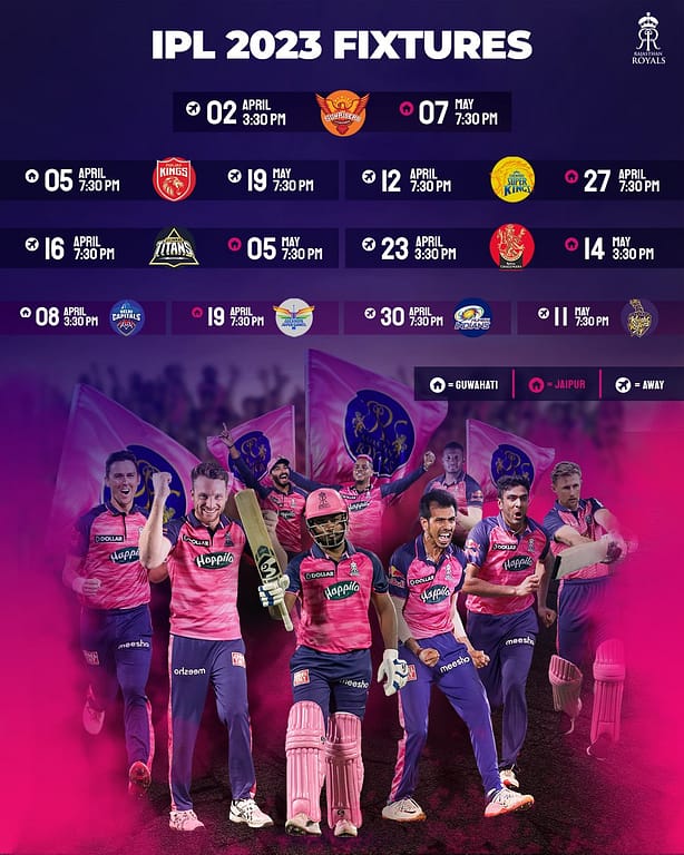 RR Schedule for IPL 2023 | Image Credit - @rajasthanroyals (Twitter) 